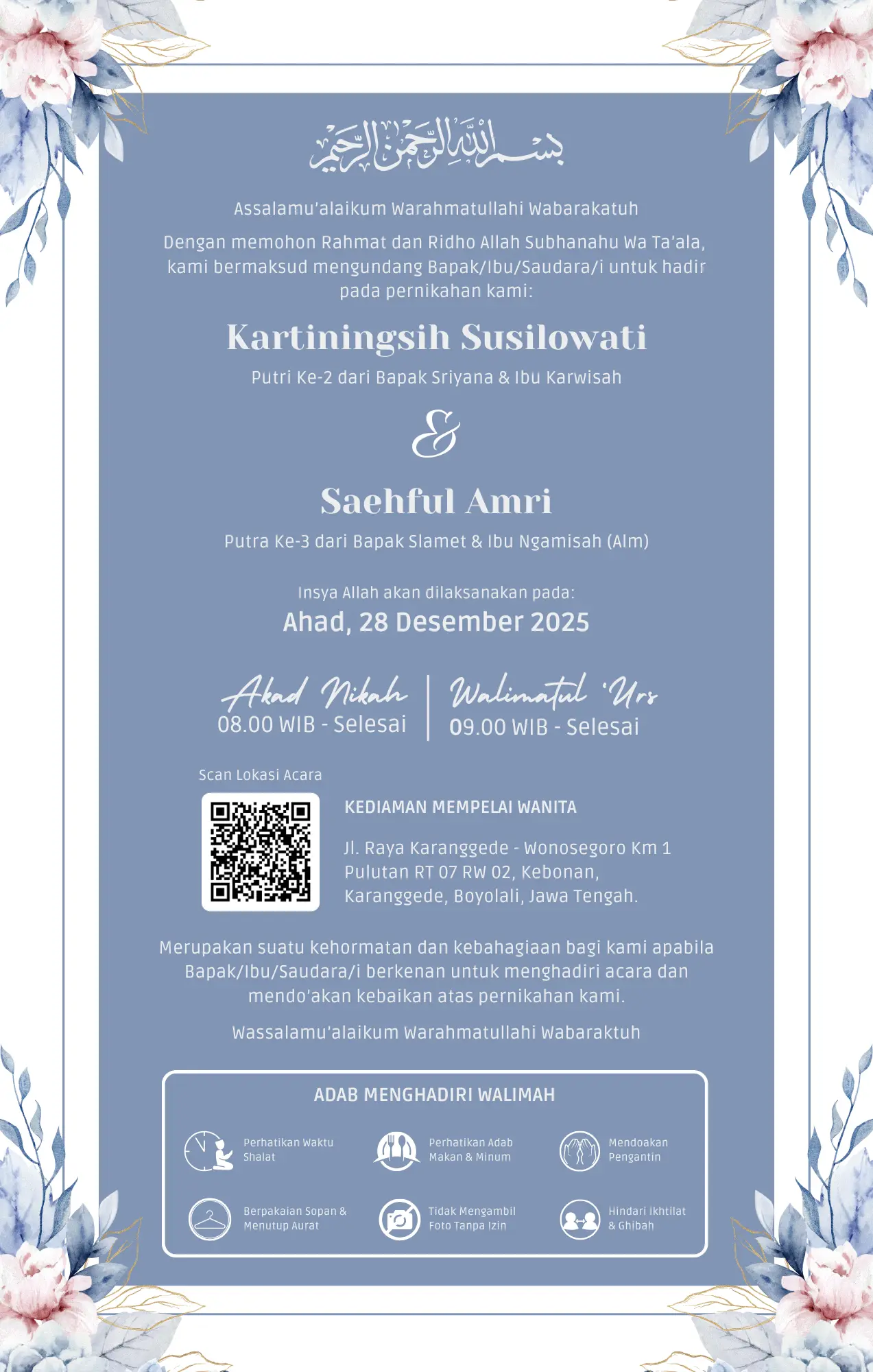 Digital Invitation Susi & Amri